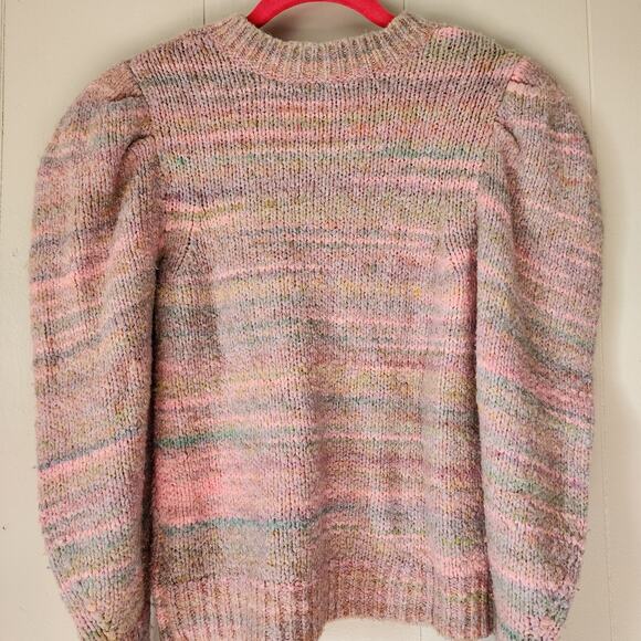 LoveShackFancy Aquarius Pullover Chunky Knit Sweater Pink Cloud Puff Sleeve S - Picture 10 of 12